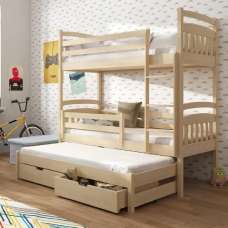 Aiken Wooden Bunk Bed With Foam Mattress In Pine - UK