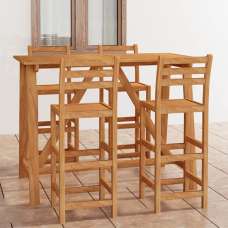 Ailsa Outdoor Wooden Bar Table With 4 Stools In Acacia - UK