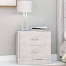 Aimo Wooden Bedside Cabinet With 2 Drawers In Concrete Effect - UK