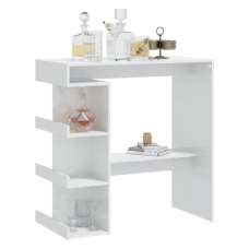 Aiza 100cm High Gloss Bar Table With Storage Rack In White - UK