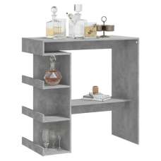 Aiza 100cm Wooden Bar Table With Storage Rack In Concrete Effect - UK