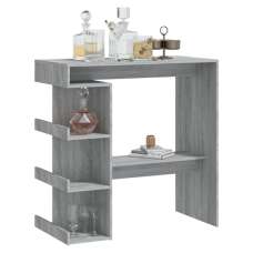 Aiza 100cm Wooden Bar Table With Storage Rack In Grey Sonoma - UK