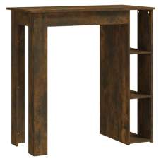 Aiza Wooden Bar Table With Shelf In Smoked Oak - UK