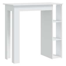 Aiza Wooden Bar Table With Shelf In White - UK