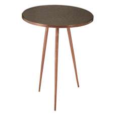 Akela Round Glass Top Side Table With Copper Metal Legs - UK