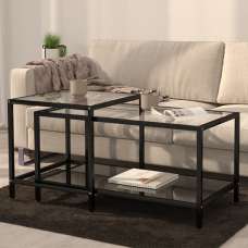 Akio Clear Glass Coffee Tables With Black Undershelf - UK