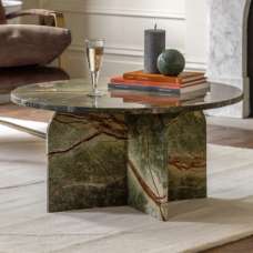 Akron Marble Round Coffee Table In Ember - UK