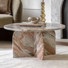 Akron Marble Round Coffee Table In Natural - UK