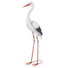 Akron Metal Stork Sculpture Large In White - UK