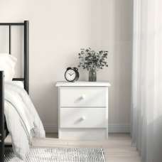 Akron Wooden Bedside Cabinet With 2 Drawer In White - UK
