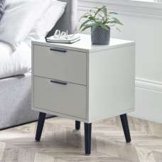 Akron Wooden Bedside Cabinet With 2 Drawers In Silk Grey - UK