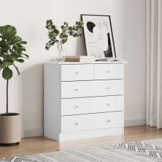 Akron Wooden Chest Of 5 Drawers In White - UK