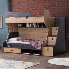 Aktif Wooden Children Bunk Bed in Anthracite - UK