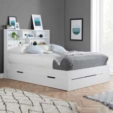 Alafia Wooden Storage Small Double Bed With 1 Drawer In White - UK