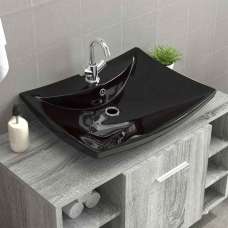Alamosa Rectangular Countertop Basin Without Waste 600mm Wide 1TH - Black - UK