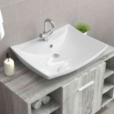 Alamosa Rectangular Countertop Basin Without Waste 600mm Wide 1TH - White - UK