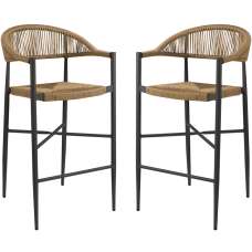 Alamosa Natural Rattan Bar Stools With Aluminium Frame In Pair - UK