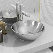 Alamosa Round Countertop Basin Without Waste 325mm Wide 0TH - Silver - UK