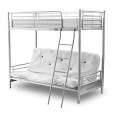 Alaska Futon Metal Bunk Bed In Silver - UK