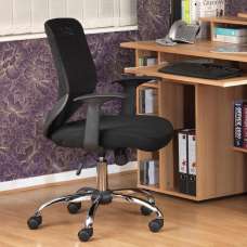 Albany Fabric Home And Office Chair With Chrome Base In Black - UK