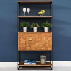 Albany Wooden Bookcase With 2 Doors In Natural - UK