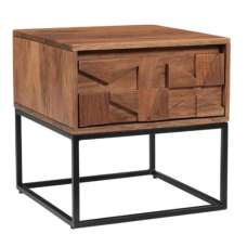 Albany Wooden End Table With 1 Drawer In Natural - UK
