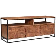 Albany Wooden TV Stand With 3 Doors In Natural - UK