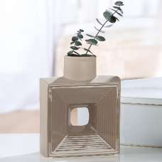 Albemarle Ceramics Square Vase In Brown - UK