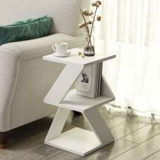 Albeni Wooden Side Table in White - UK
