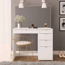 Albion Wooden Dressing Table With Mirror And 5 Drawers In White - UK