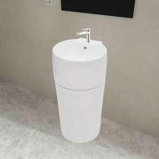 Albuquerque Freestanding Round Basin WIth Overflow - White - UK