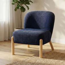 Alcor Fabric Accent Chair with Oak Legs in Denim Blue - UK