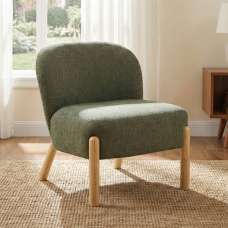 Alcor Fabric Accent Chair with Oak Legs in Moss Green - UK