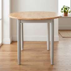 Alcor Round Wooden Drop Leaf Dining Table In Oak And Grey - UK