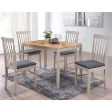 Alcor Wooden Dining Table With 4 Chairs In Oak And Grey - UK