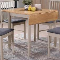 Alcor Wooden Square Drop Leaf Dining Table In Oak And Grey - UK