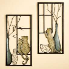 Aldgate Metal Set Of 2 Pawlette Wall Art In Brown And Grey - UK