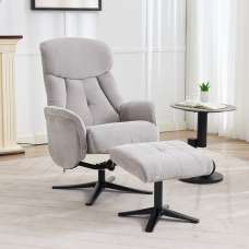 Aldrich Fabric Swivel Recliner Chair with Footstool in Grey Mist - UK