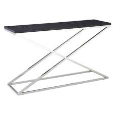 Alena Wooden Leather Effect Console Table In Black - UK