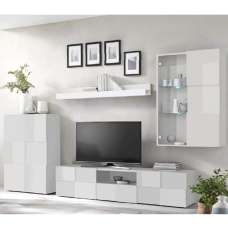 Aleta High Gloss Living Room Furniture Set In White - UK