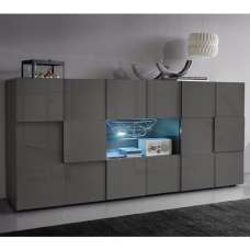 Aleta High Gloss Sideboard With 2 Doors 2 Drawers In Grey And LED - UK