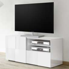 Aleta High Gloss TV Stand With 1 Door 1 Drawer In White - UK