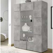 Aleta Wooden Display Cabinet With 2 Doors In Concrete - UK