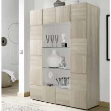 Aleta Wooden Display Cabinet With 2 Doors In Sonoma Oak - UK