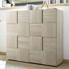 Aleta Wooden Highboard With 2 Doors In Sonoma Oak - UK