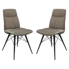 Alexander Taupe Leather Dining Chairs In Pair - UK