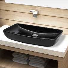 Alexandria Rectnagular Countertop Basin Without Waste 710mm Wide 1TH - Black - UK