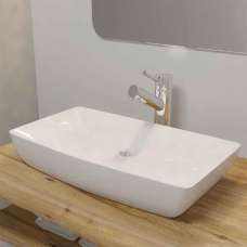Alexandria Rectnagular Countertop Basin Without Waste 710mm Wide 1TH - White - UK