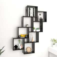 Alexey Wooden Cube Design Wall Shelf In Black - UK