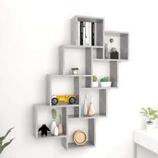 Alexey Wooden Cube Design Wall Shelf In Concrete Effect - UK